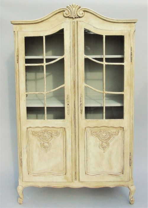 Pretty Hand Painted French Glazed Cabinet