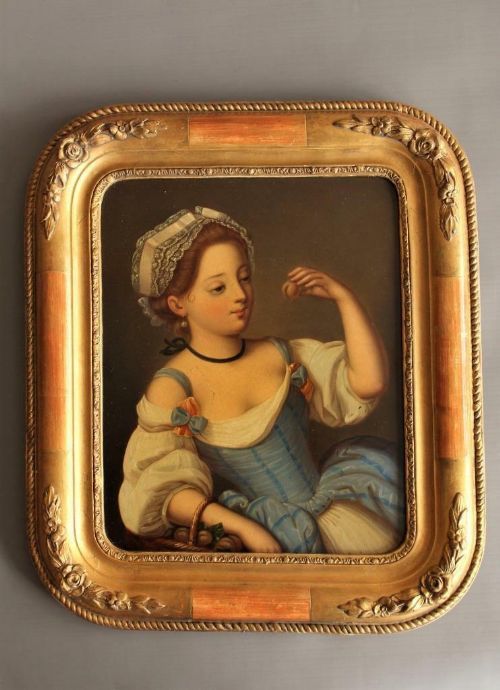 19th Century Dutch Oil on Copper Girl with Peach