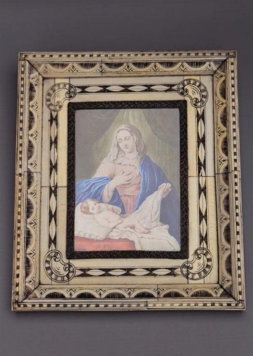 Miniature Italian Painting Madonna & Child  Del Veccio