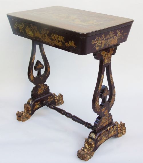 fig 1. Antique Chinoiserie Sewing Table