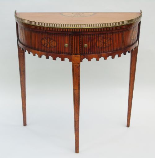 Antique Satinwood Demi Lune Side Table