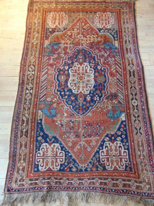 Unusual Early 20th Century Kashgai Carpet / Rug Rare Colours