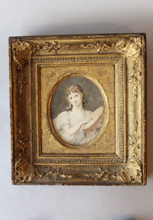 Early 19th Century Watercolour Portrait  Embroidery Miniature.