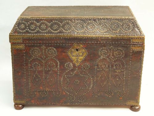 Stunning 19th Century French Studded Leather Chest