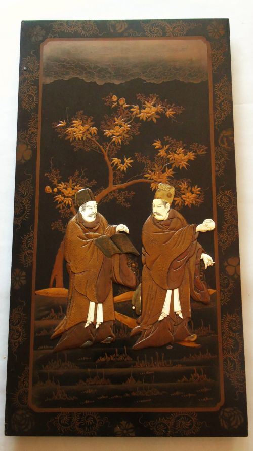 Good Large Japanese Meiji Period Shibayama Plaque