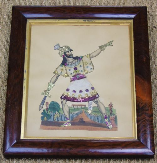 Antique Tinsel Picture Mr Butler as Caractacus the British Chieftain
