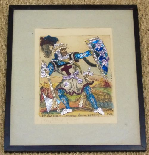Antique Tinsel Picture Mr Glynn as Richard Cauer De Lion