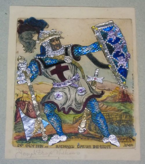 fig 1. Antique Tinsel Picture Mr Glynn as Richard Cauer de Lion