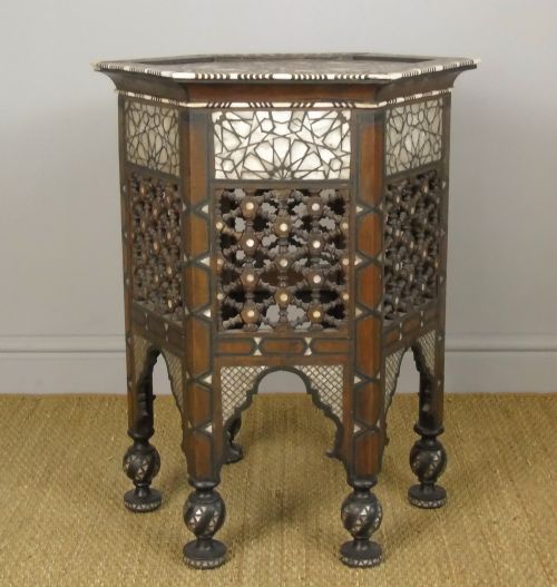 fig 1. Antique Inlaid Damascus Hardwood Table