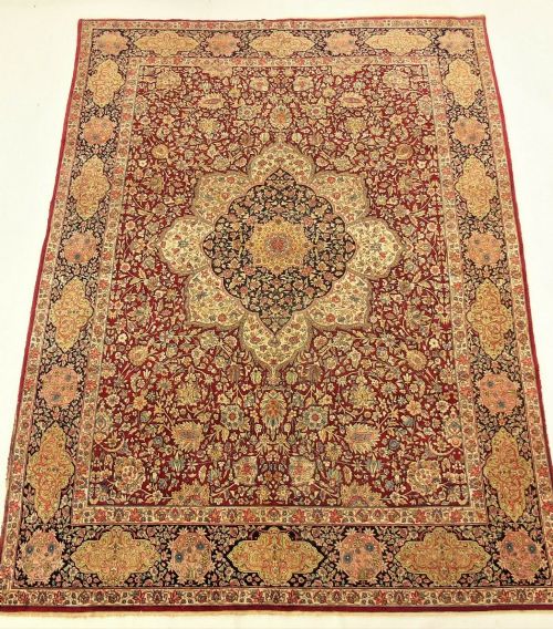 Good Antique Kirman Carpet Room Size    380 Cms X 280 Cms