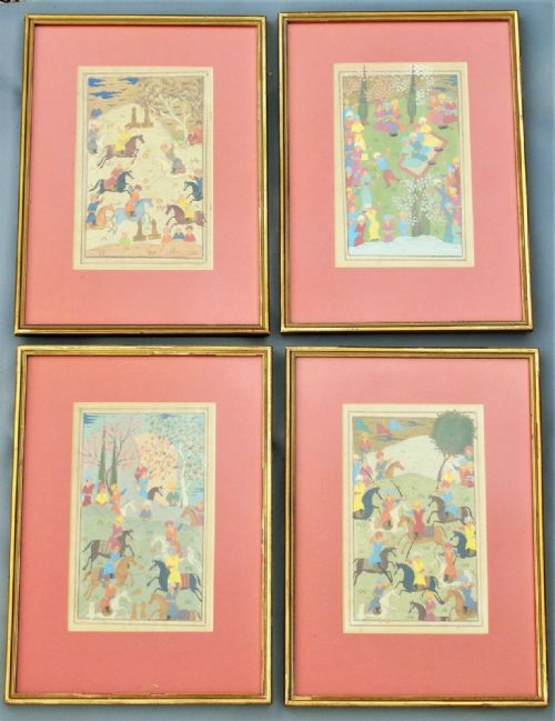 Antique Indian Gouache Paintings Set of Four