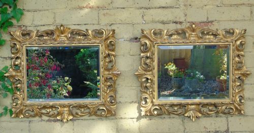 fig 1. Rare Pair of Antique Florentine Giltwood Wall Mirrors