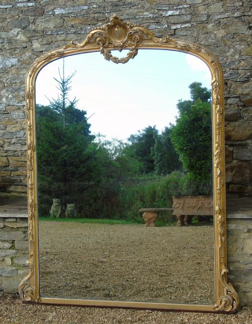 Grand 19th Century Arched Gilt Mirror Floor Standing