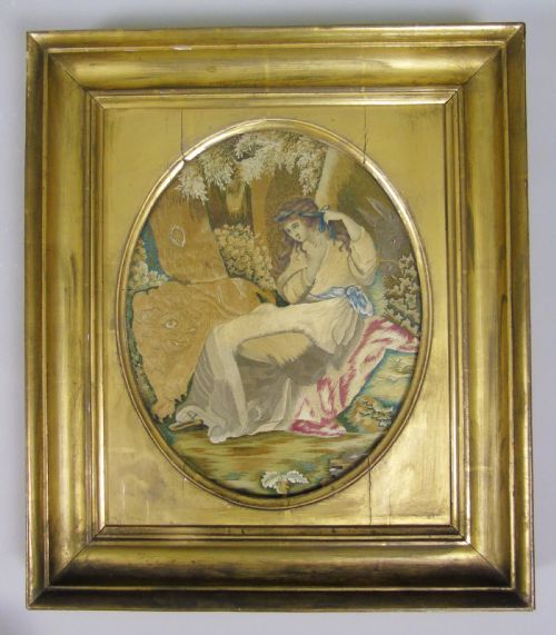 Georgian Silk Picture Persephone and the Lion
