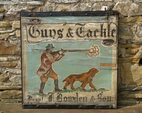 Antique Advertising Sign 'Guns and Tackle'