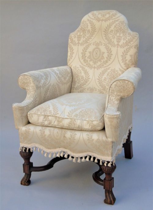 Classic 18th Century Carolean Style High Back Armchair