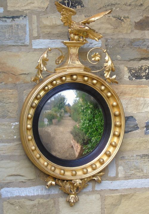 Outstanding Regency Giltwood Mirror with Eagle Crest