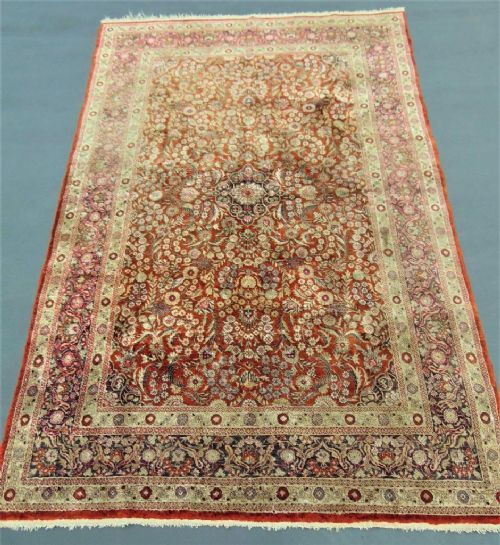 Antique Kashmir Silk Carpet / Rug       185 X 123 Cms