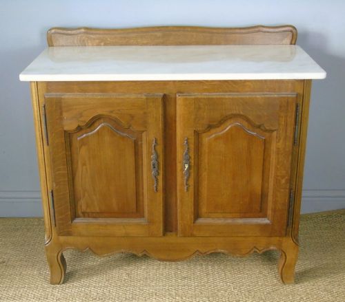 Antique Oak Marble Top Cabinet