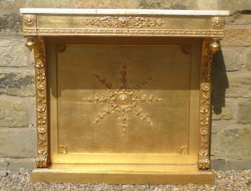 fig 1. Antique French Gilt and Gesso Console Table Marble Top