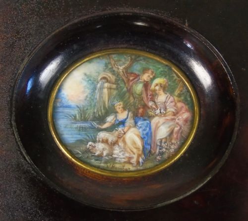 Beautiful Miniature Painting After Boucher Spring