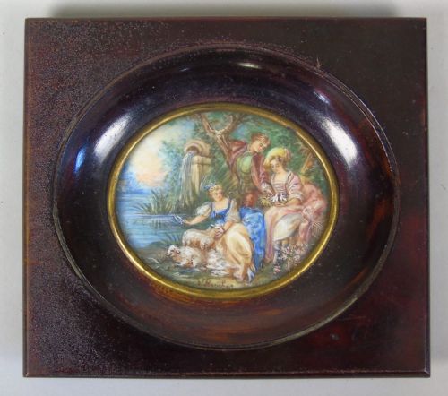 fig 1. Beautiful Miniature Painting After Boucher Spring