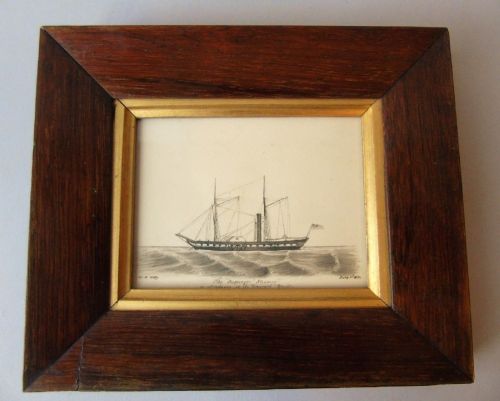 Georgian Pen & Ink Drawing of the Messenger Steamer Ship