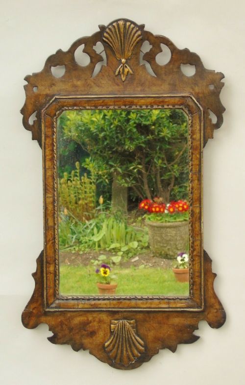 Charming Antique Walnut Parcel Gilt Pier Glass