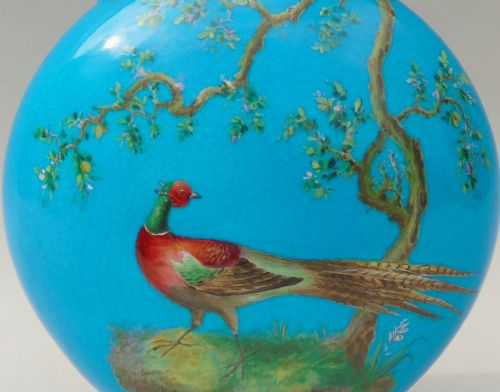 fig 1. Minton Porcelain Moon Flask William Mussill 1875 Bleu Celeste