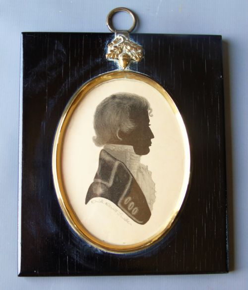 Georgian Silhouette Portrait Painting of Young Gentleman Signed