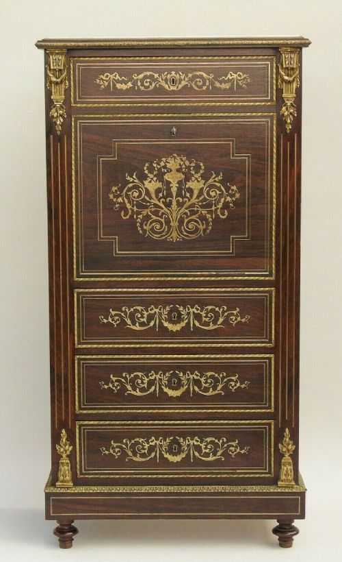 Fine French Abattant Bureau Inlaid Rosewood