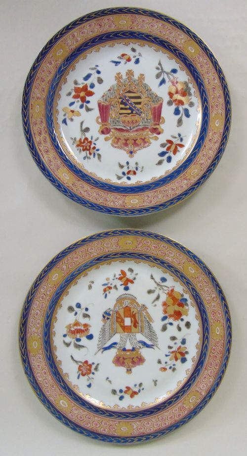 Pair of 19th Century Samson Armorial Porcelain Plates
