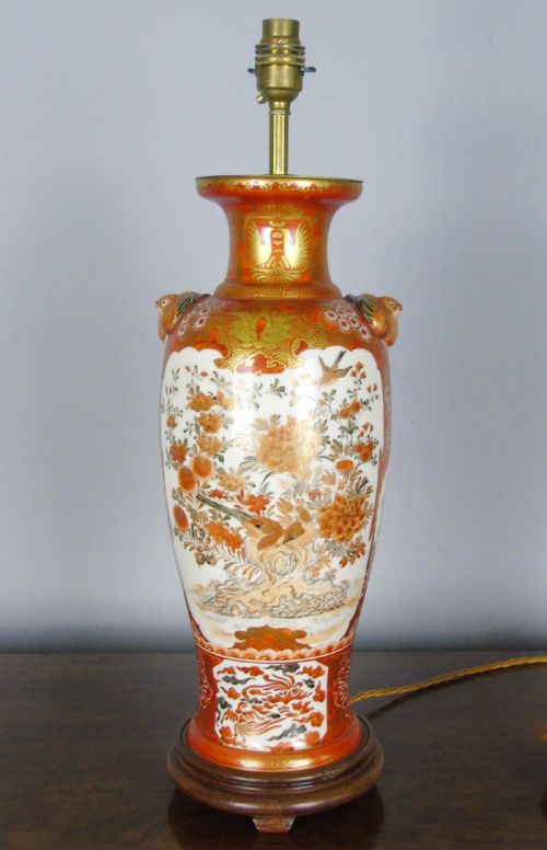 Antique Japanese Kutani Meiji Table Lamp