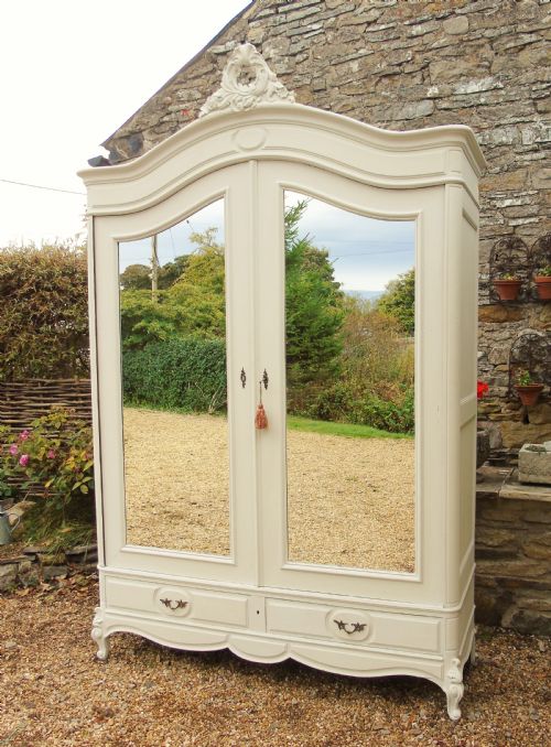 Good Large French Painted Armoire / Wardrobe