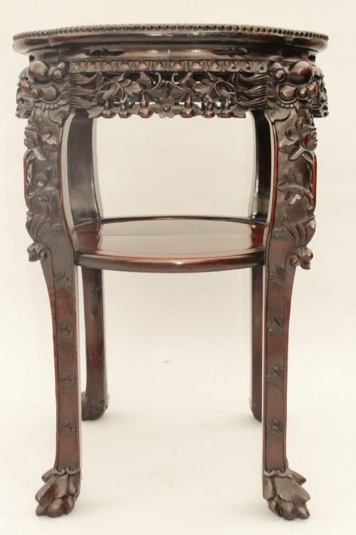 fig 1. Large Chinese Qing Dynasty Rosewood & Rouge Marble Lamp Table