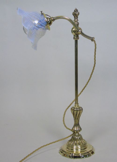 Large Antique Brass Slider Reading Table Lamp