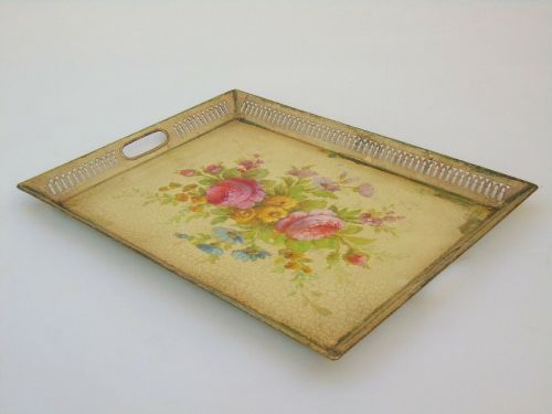 Pretty French Antique Toleware Tray