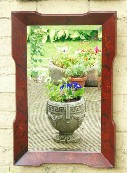 Japanese Red Lacquer Wall Mirror