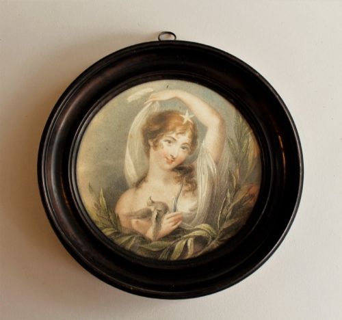 18th Century Hand Coloured Engraving Venus with Doves