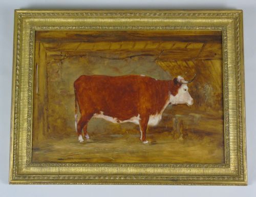 fig 2. Early 19th Century Oil Painting Study of a Heifer Standing in a Stable. Circle of John Boultbee