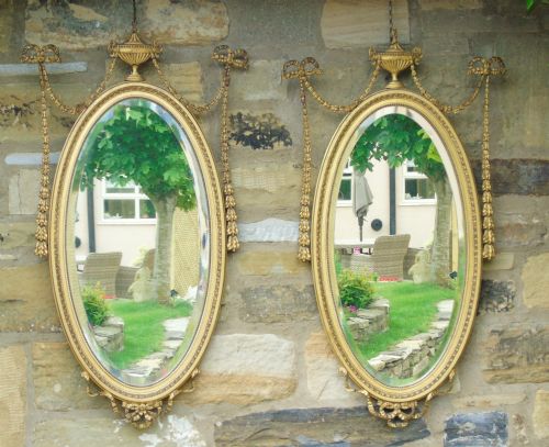 Good Pair of Regency Revival Mirrors After Robert Adam