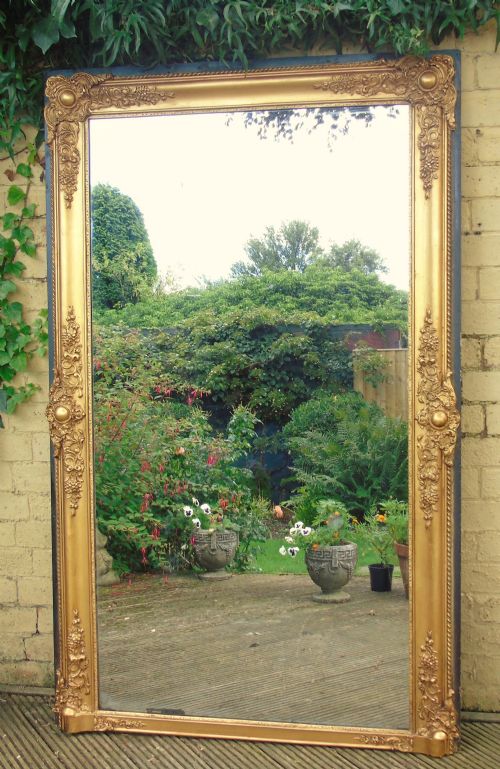 Very Large Antique French Mirror Floor Standing