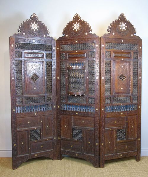 Stunning 19th Century Syrian 3 Fold Screen