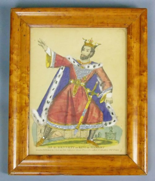 Antique Tinsel Picture Mr Bennett as King in Hamlet