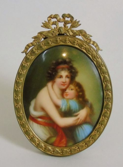Antique Porcelain Portrait Miniature Madame Le Brun