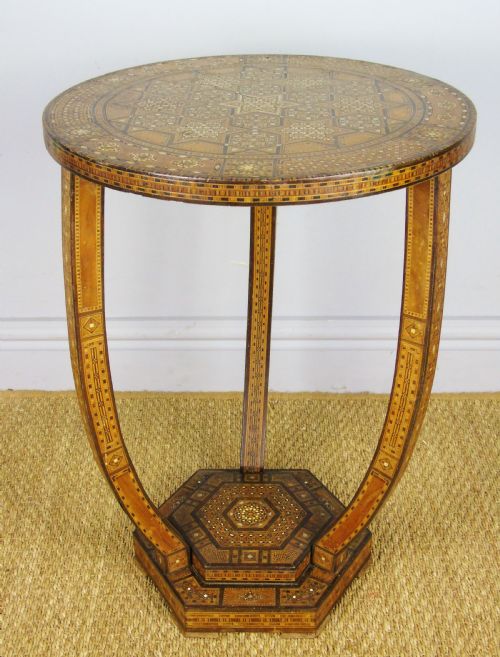 Superb Early 20th Century Syrian Specimen Wood & Mother of Pearl Inlaid Table