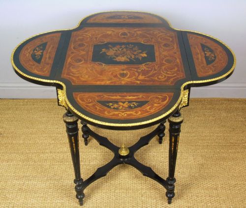 Beautiful 19th Century French Bois Satine Table Ormolu & Marquetry