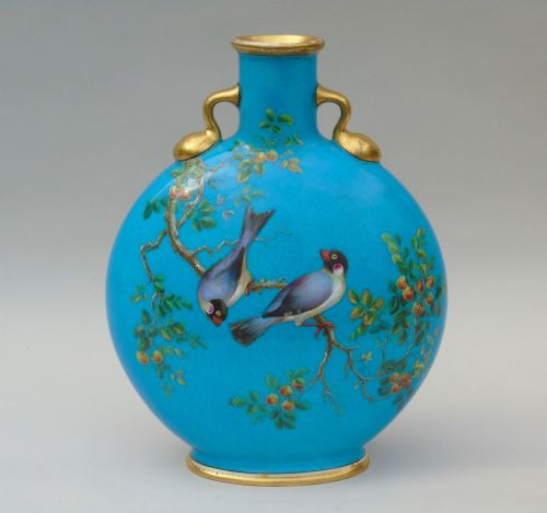 Minton Porcelain Moon Flask William Musill 1875 Bleu Celeste