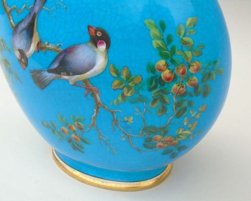 fig 1. Minton Porcelain Moon Flask William Musill 1875 Bleu Celeste