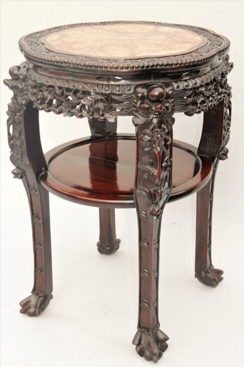 fig 1. Superb Quality Chinese Rosewood Table with Rouge Marble Top